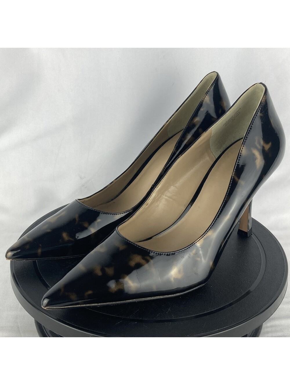 Women’s 10 Ann Taylor Tortoise Print Patent Leather Stiletto Pumps Pointed Toe